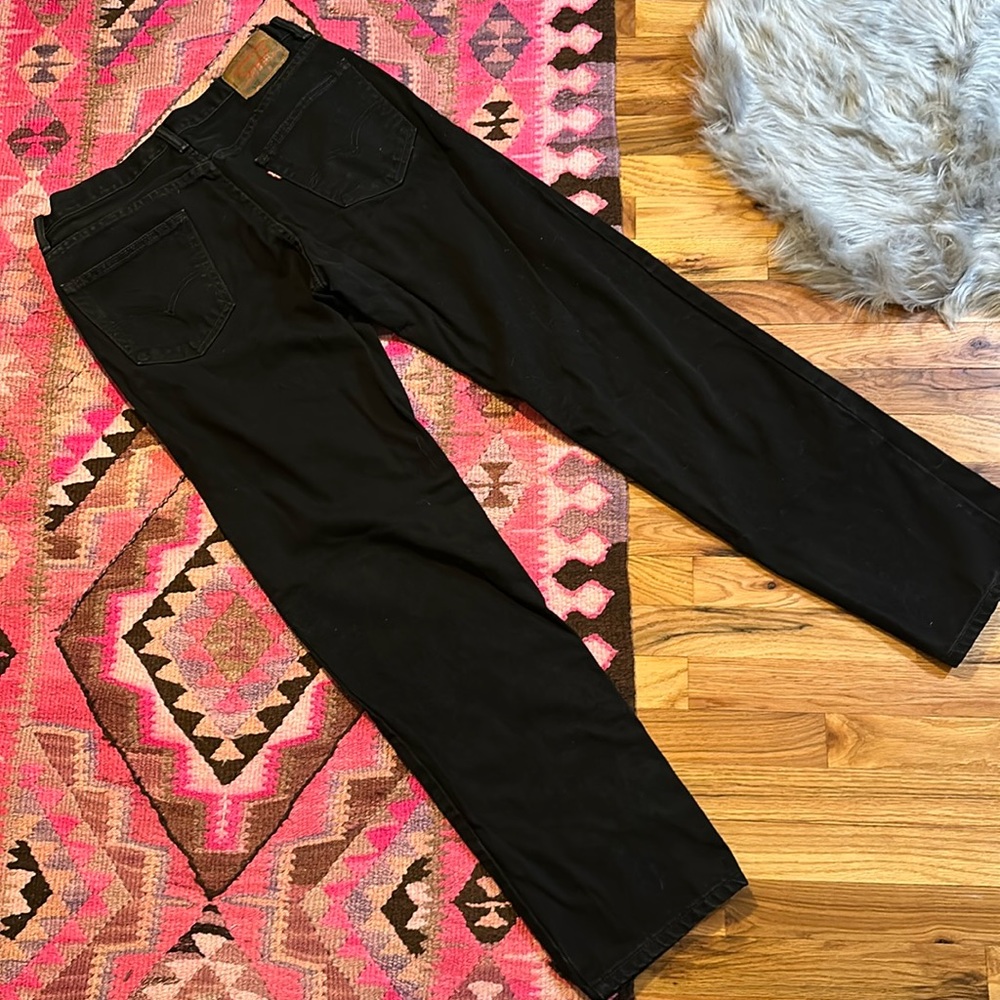 Men’s LEVI 505 Jeans EUC - black denim Straight Leg zip fly 34 x 34 EUC